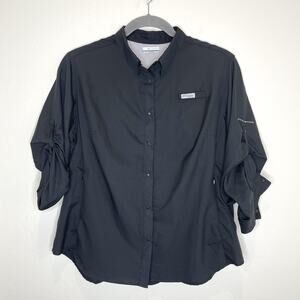 Columbia Omni Shade Vented Roll Tab Long Sleeve Top Womens Plus 2X Black